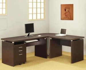 Traditional Brown Office L Desk