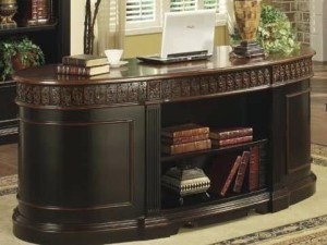 Traditional Brown Two Tone Oval Desk