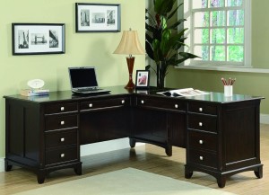 Transitional Cappuccino L Shaped Desk